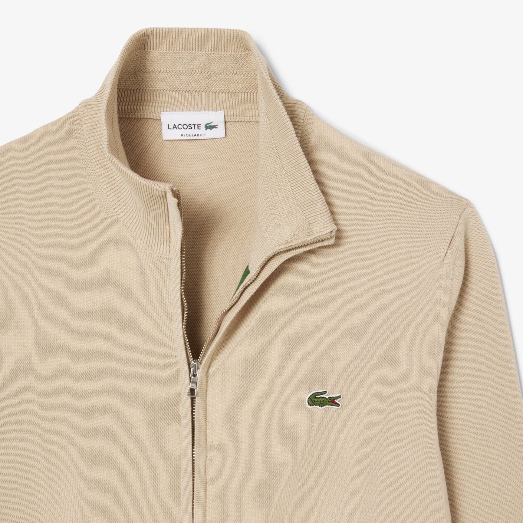 Zipped High Neck Cotton Sweater