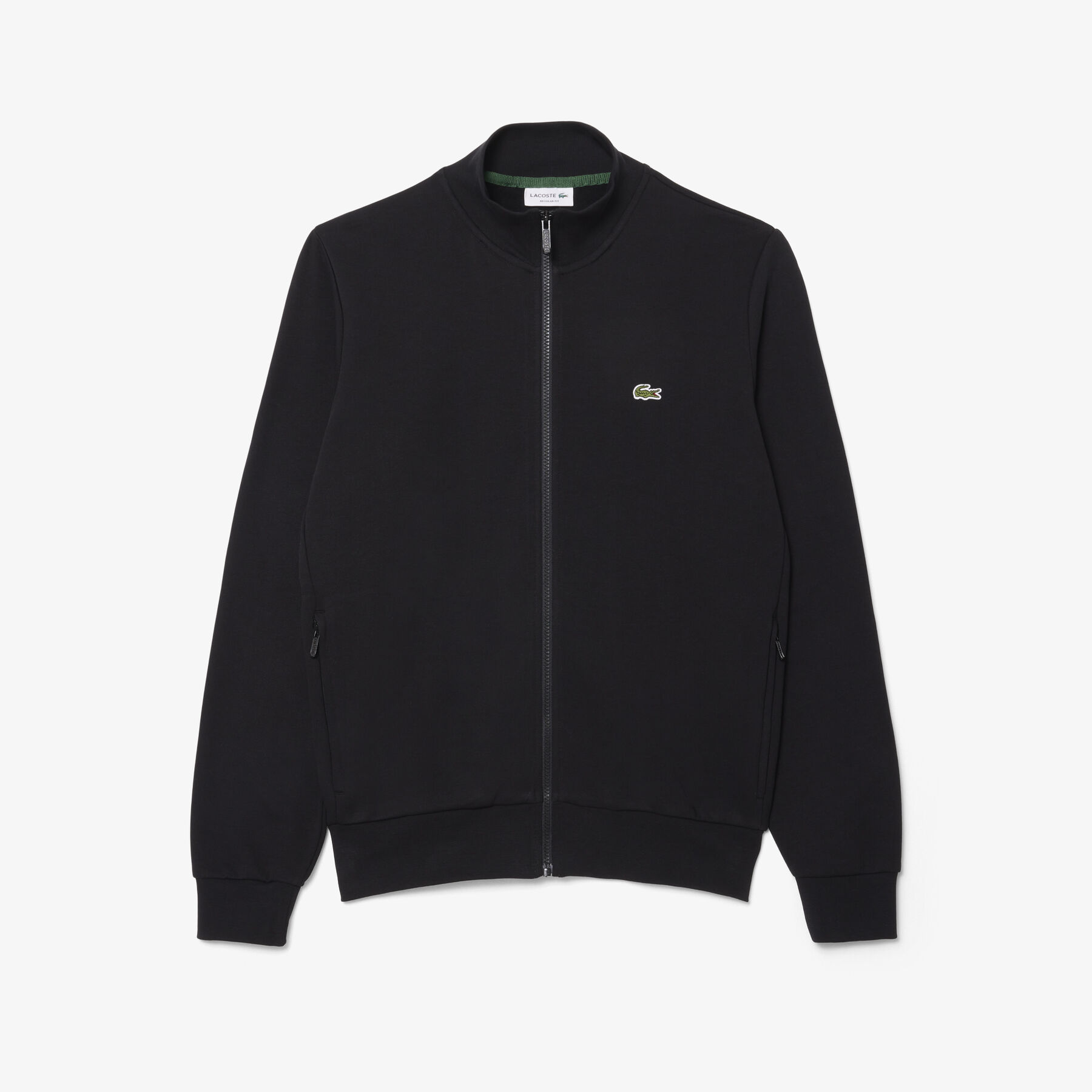 lacoste zip up high neck fleece sweatshirt