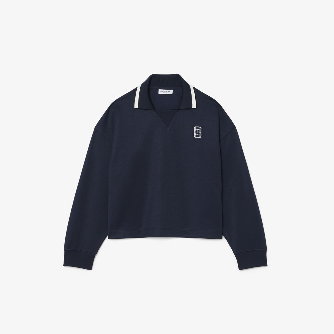 lacoste oversized polo collar pique sweatshirt