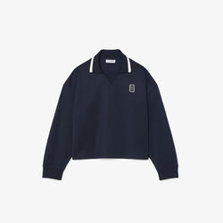 lacoste oversized polo collar pique sweatshirt