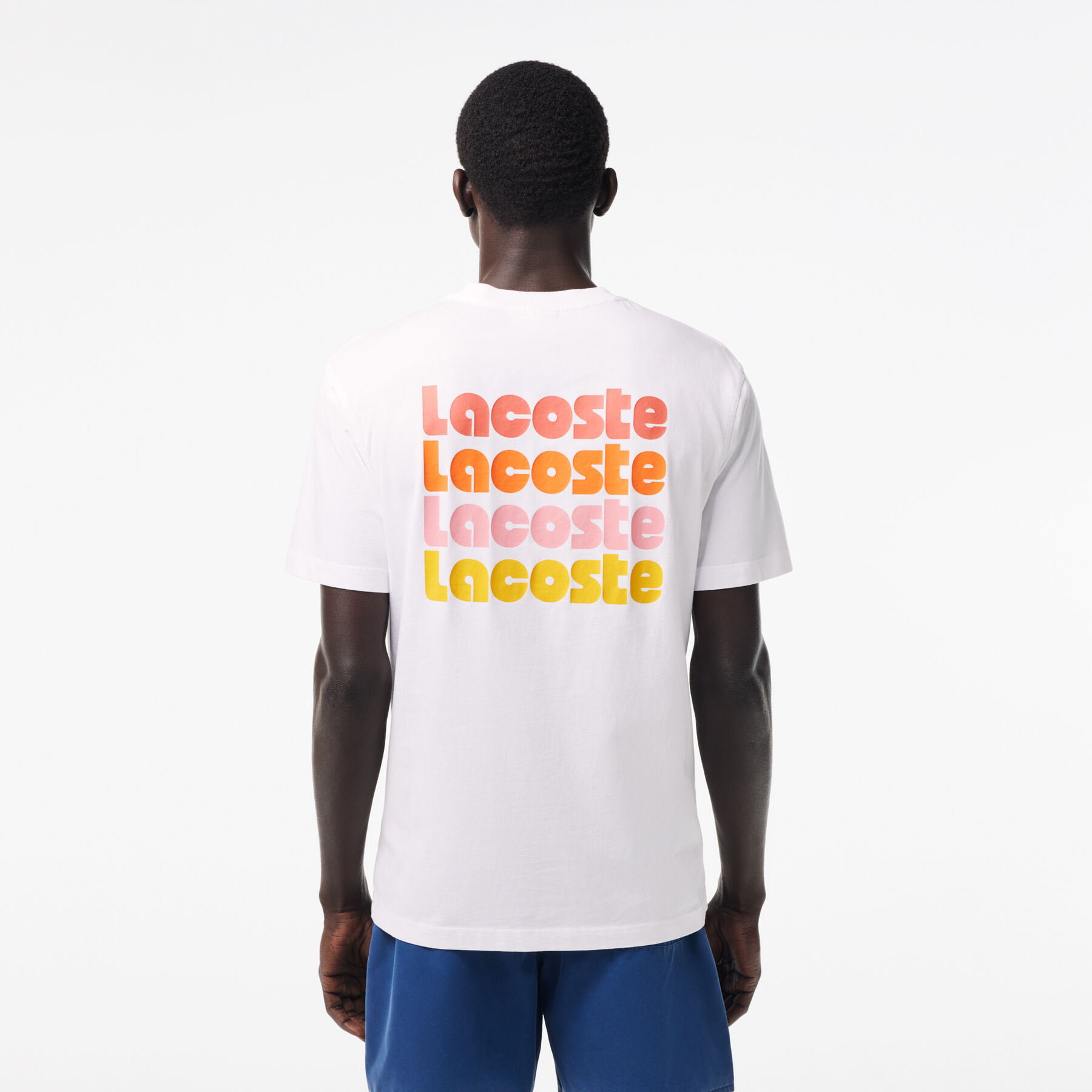 washed effect ombr  lacoste print t shirt