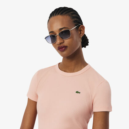 Slim Fit Ribbed Cotton T-shirt