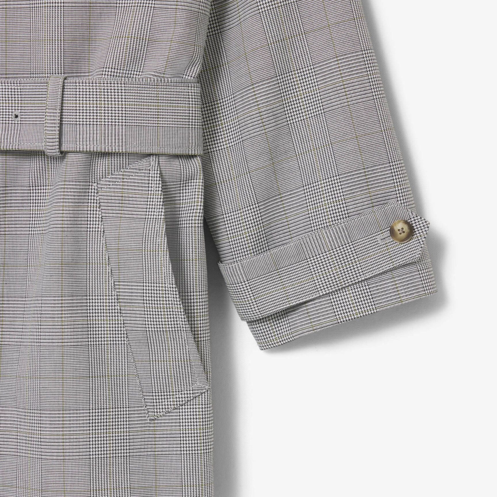 Water-Repellent Plaid Trench Coat