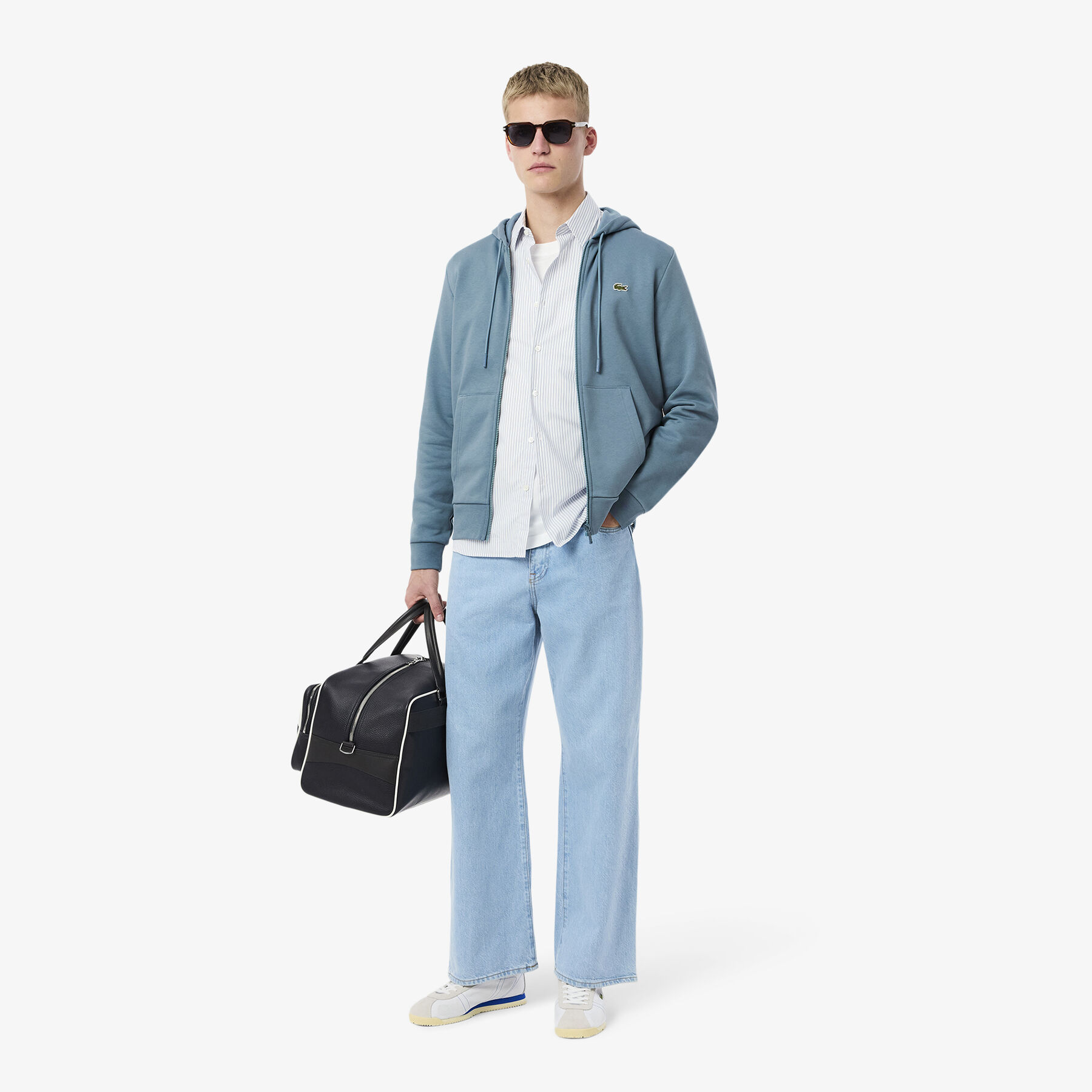 lacoste zip up fleece hoodie