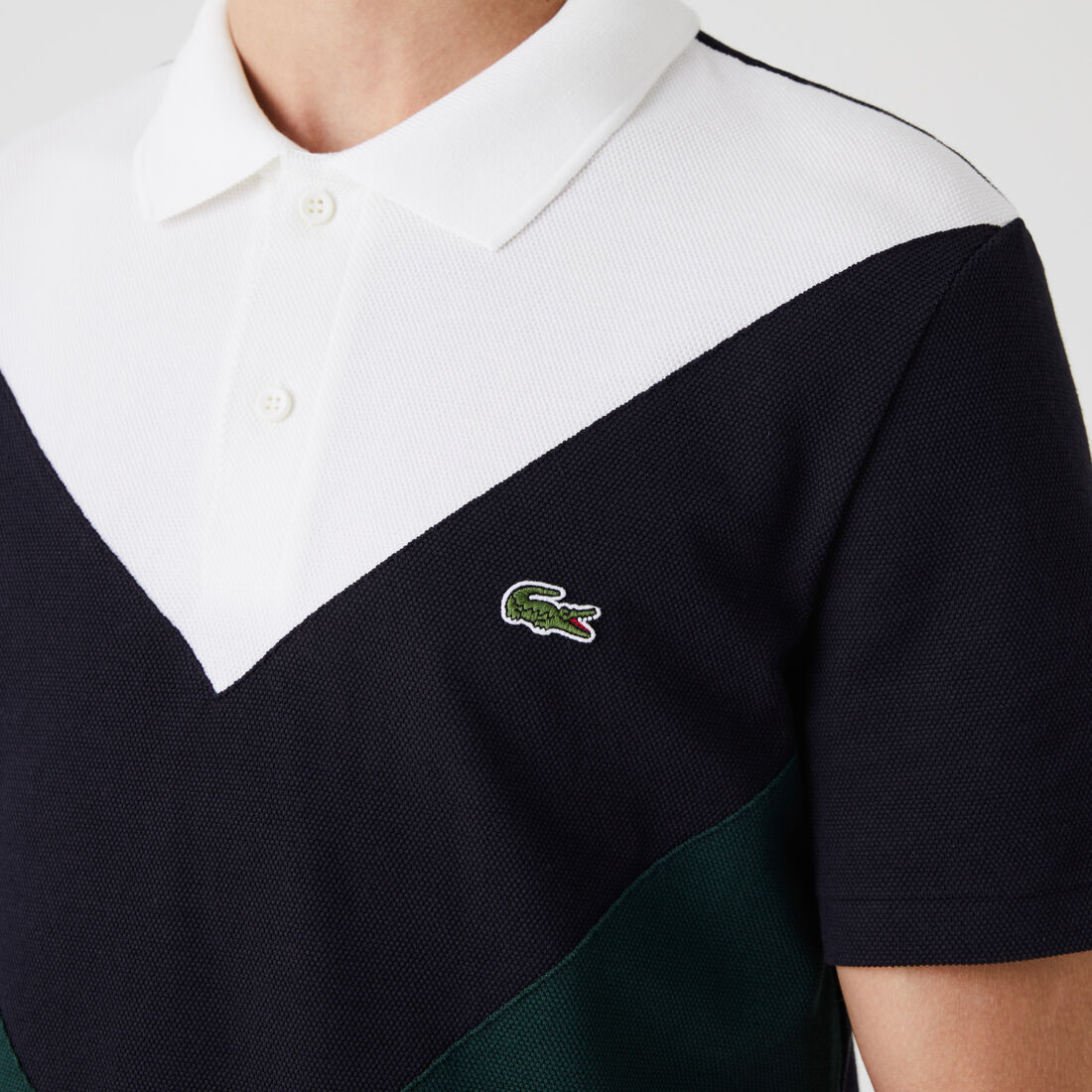 Men's Lacoste Regular Fit Geometric Colourblock Piqué Polo Shirt Men's Lacoste Regular Fit Geometric Colourblock Piqué Polo Shirt