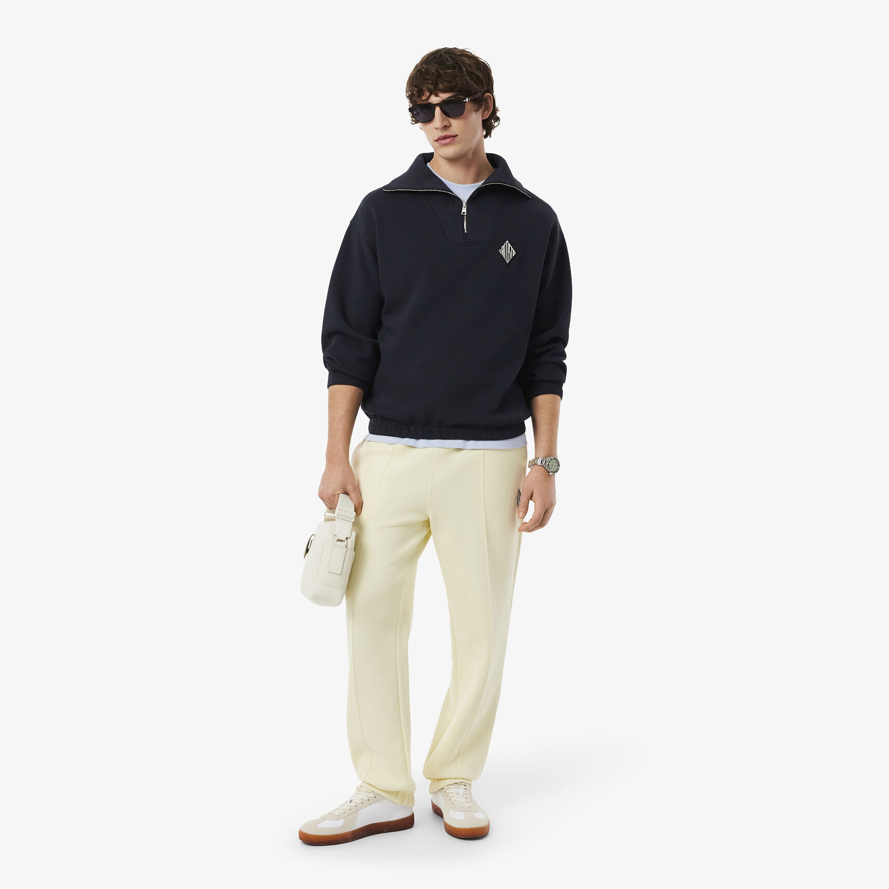 Loose Fit Zipped Neck Pique Sweatshirt