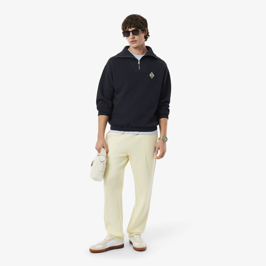 سويت شيرت بيكيه فضفاض بياقة بسحاب سويت شيرت بيكيه فضفاض بياقة بسحاب