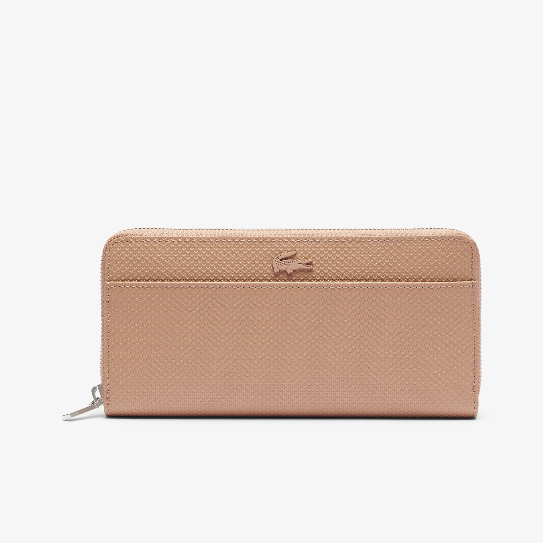 lacoste unisex chantaco zipped embossed pique leather large wallet