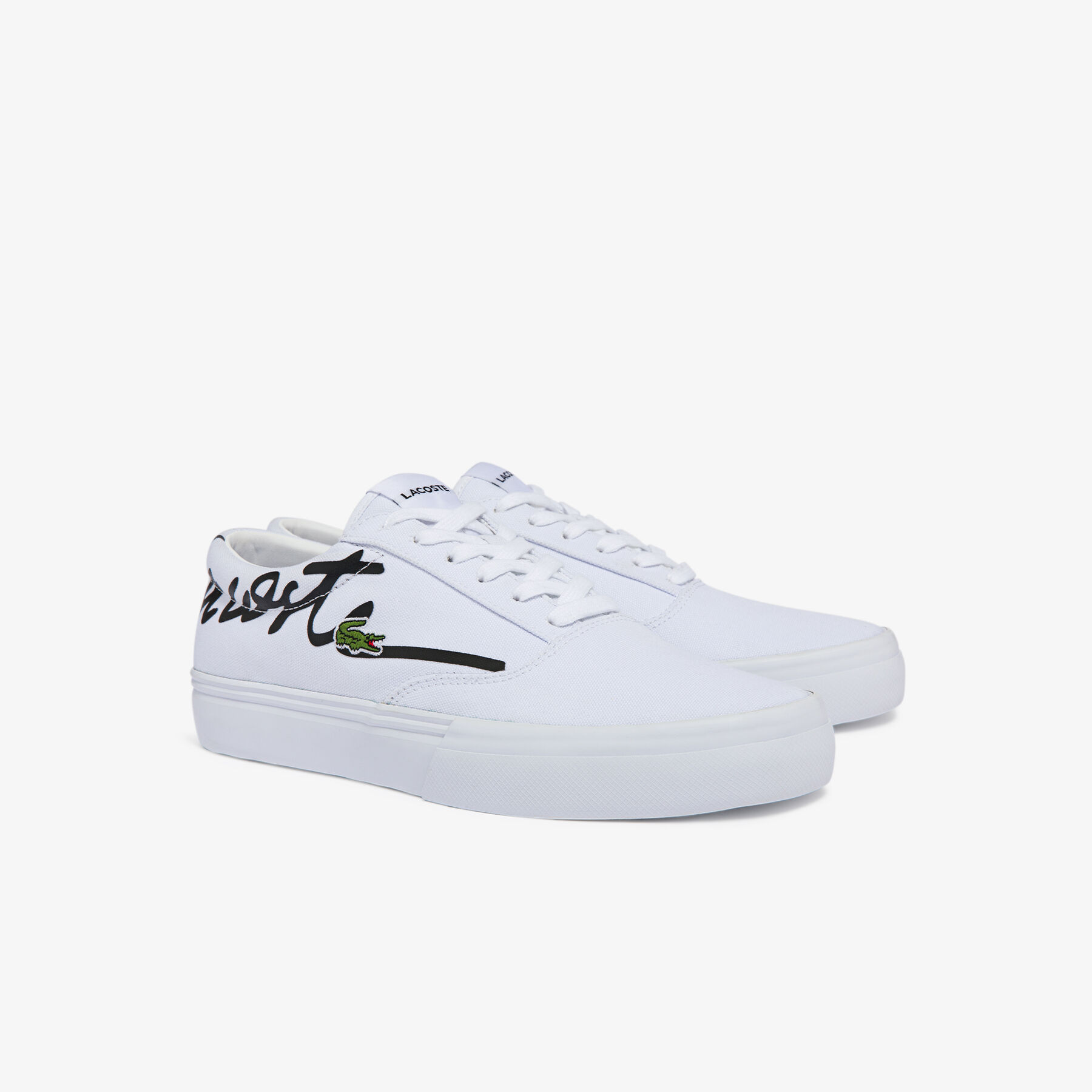 Men's Jump Serve Lace Canvas Logo Signature Trainers lacoste men s jump serve lace canvas logo signature trainers