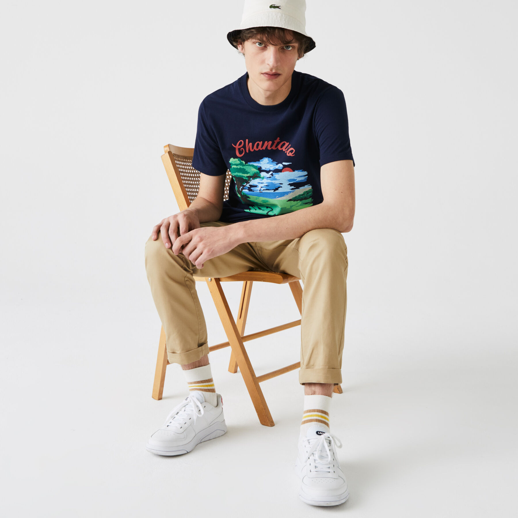 lacoste men s crew neck landscape print cotton t shirt