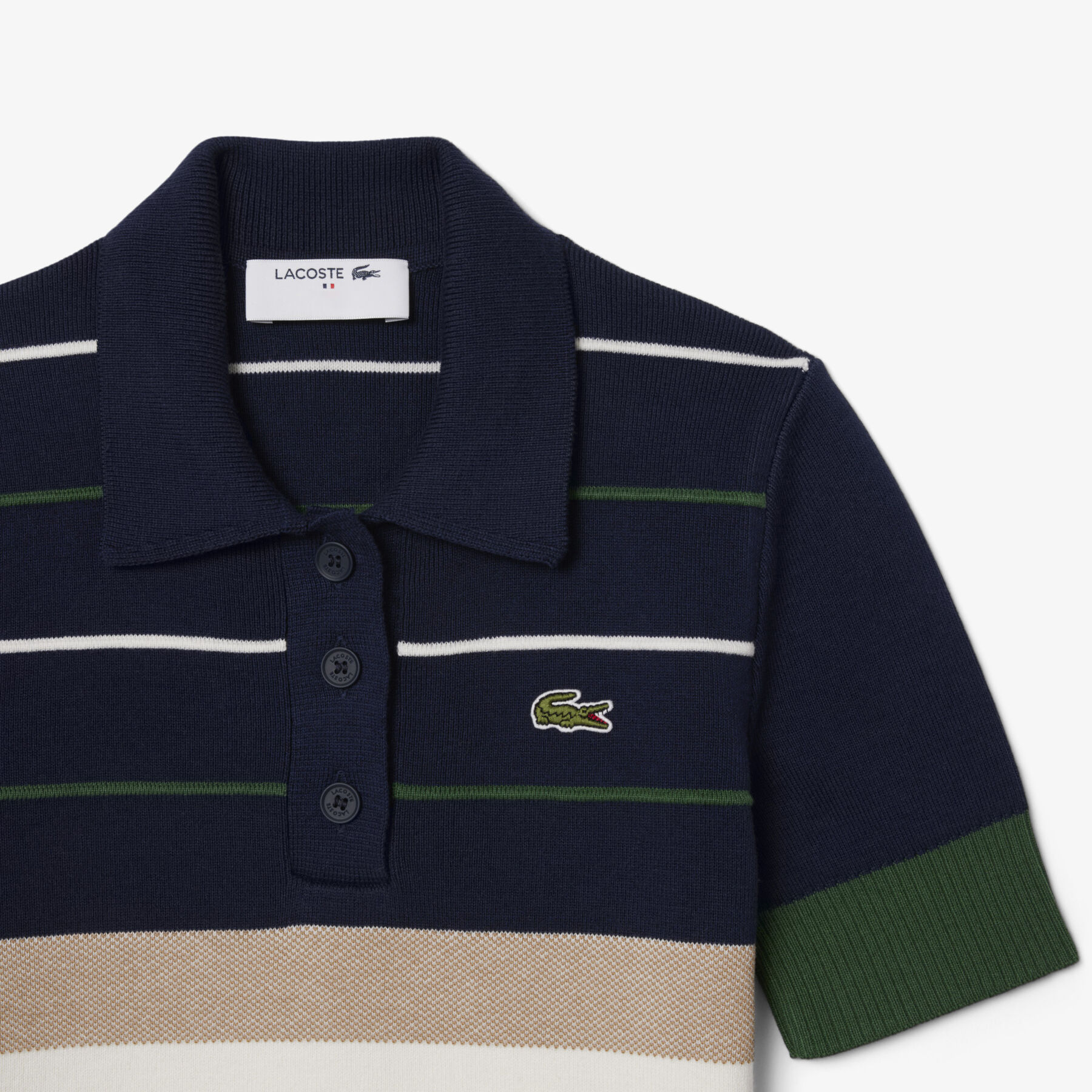 French Made Striped Polo Collar Sweater lacoste french made striped polo collar sweater