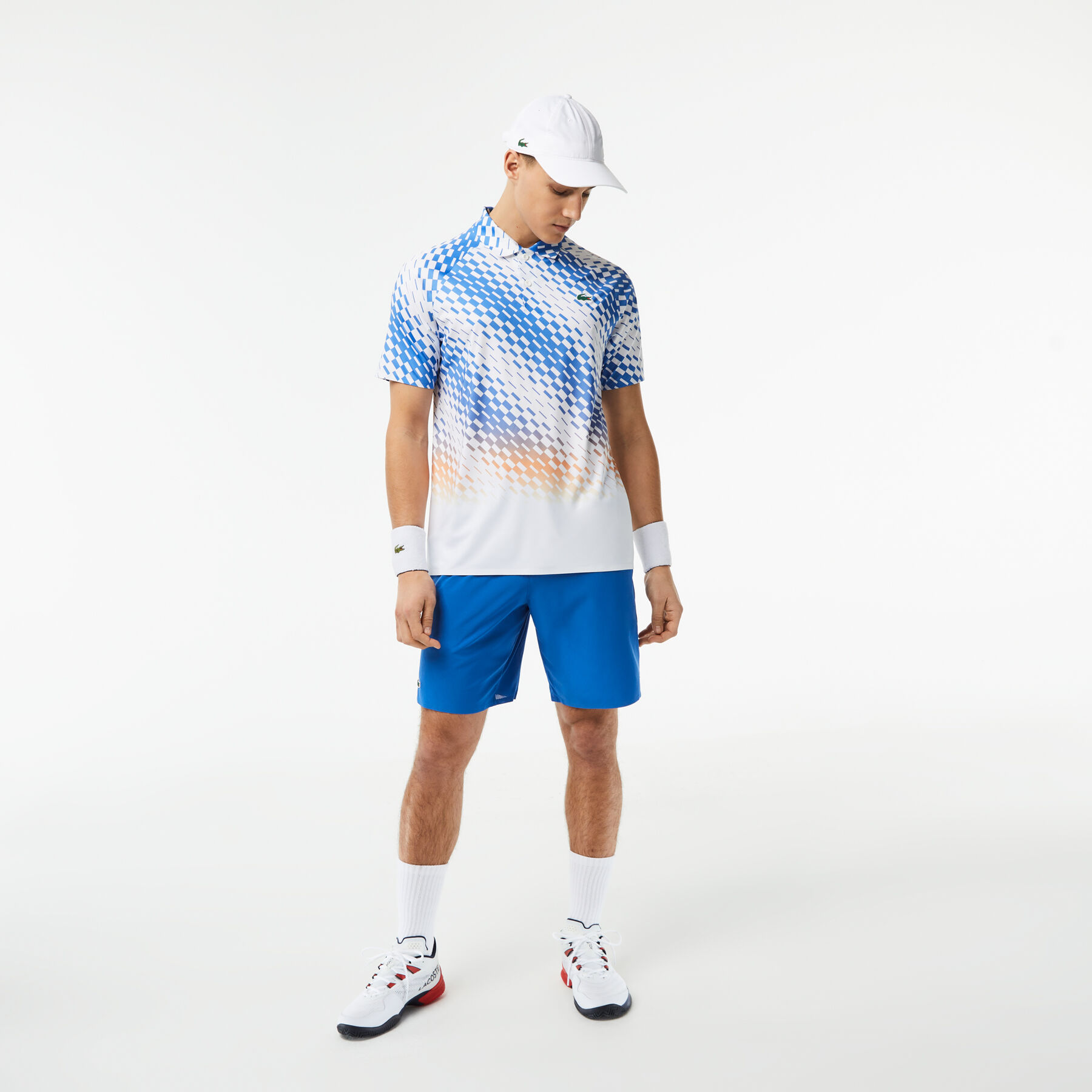 men s lacoste tennis x novak djokovic checkerboard print polo shirt