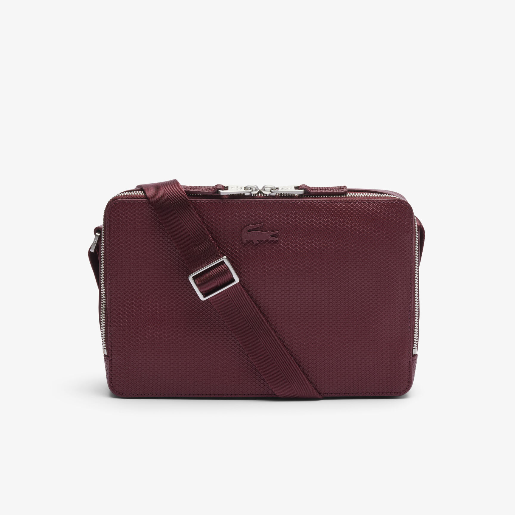 Unisex Chantaco Matte Stitched Leather Zippered Crossbody Bag