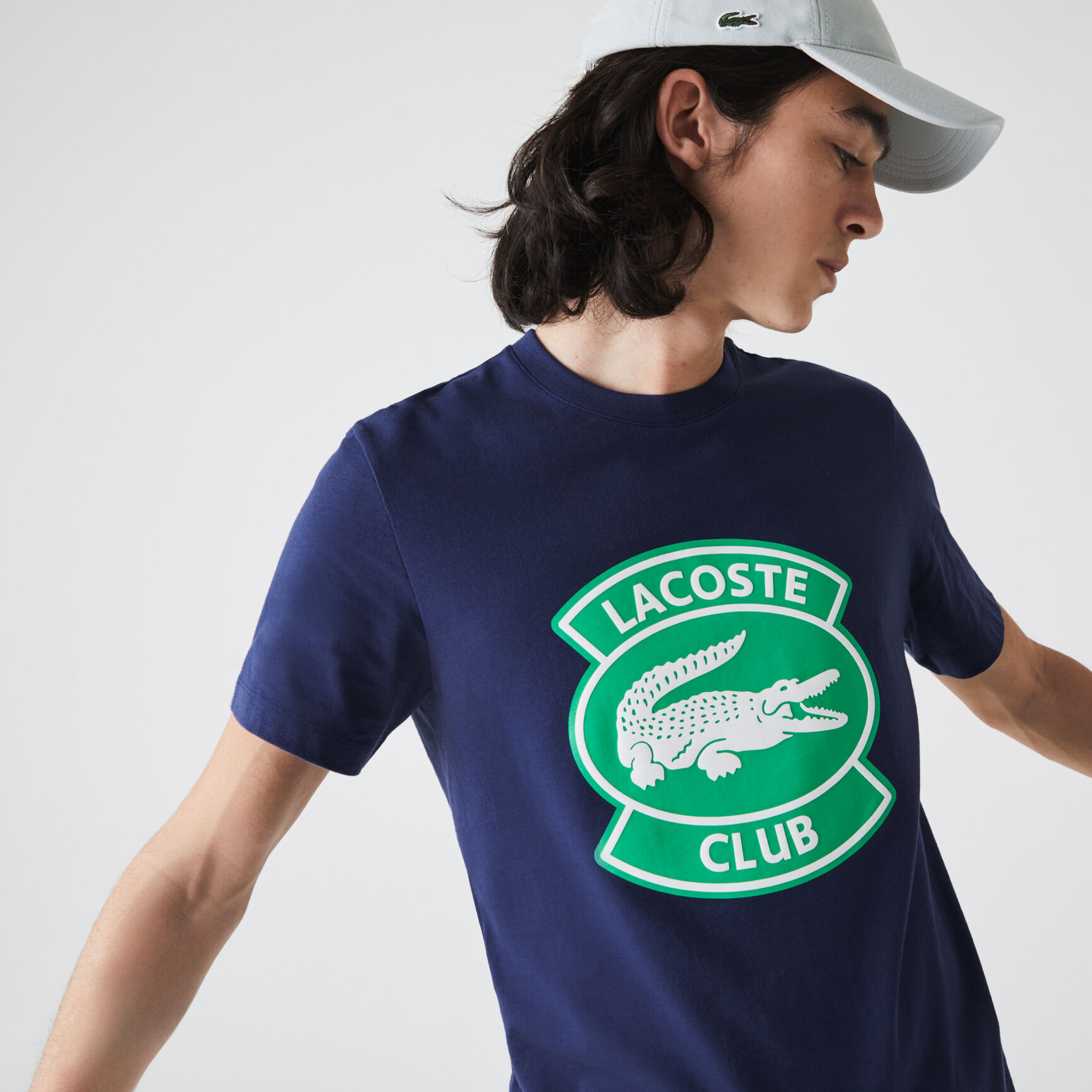 Men's Crew Neck Oversized Lacoste Club Badge Cotton T-shirt Men's Crew Neck Oversized Lacoste Club Badge Cotton T-shirt
