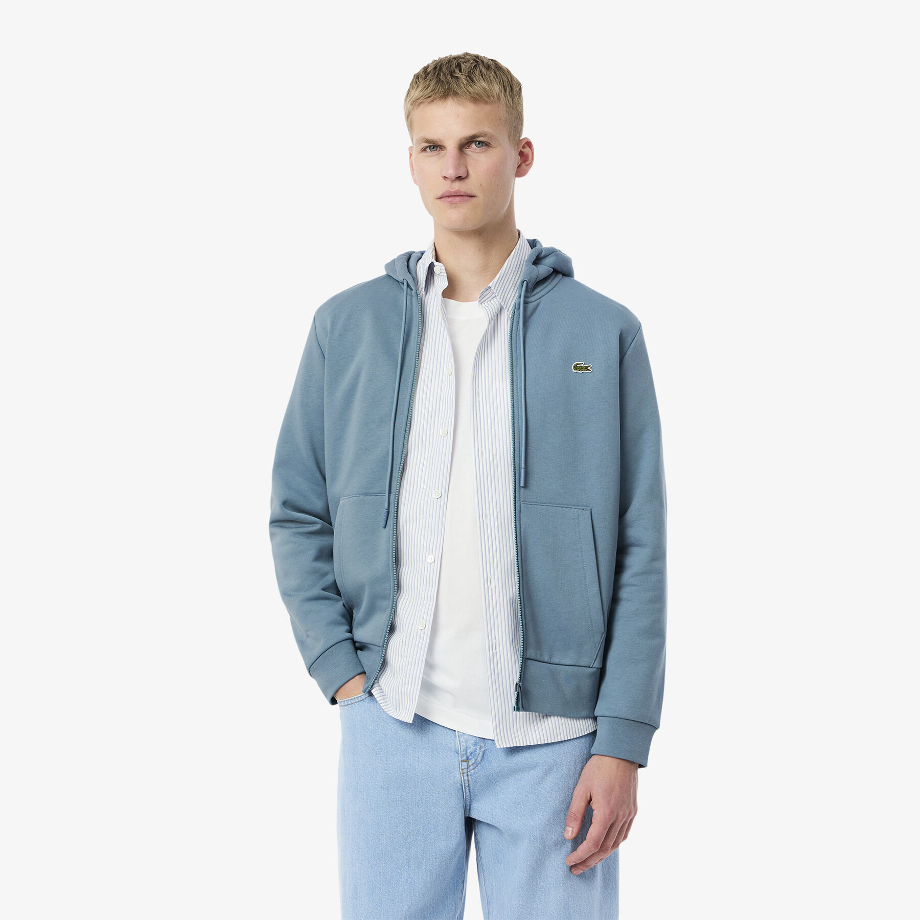 lacoste zip up fleece hoodie