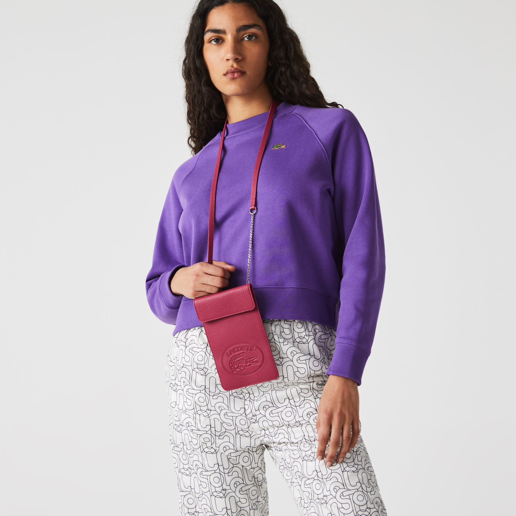 Women's Croco Crew Flap Grained Leather Smartphone Pouch Women's Croco Crew Flap Grained Leather Smartphone Pouch