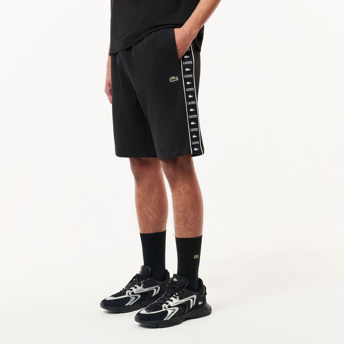 شورت ركض مصنوع من الصوف بشريط بشعار الماركة شورت ركض مصنوع من الصوف بشريط بشعار الماركة