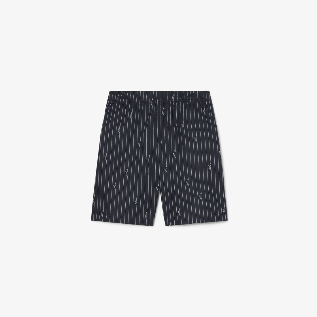 Crocodile Print Stripe Cotton Shorts