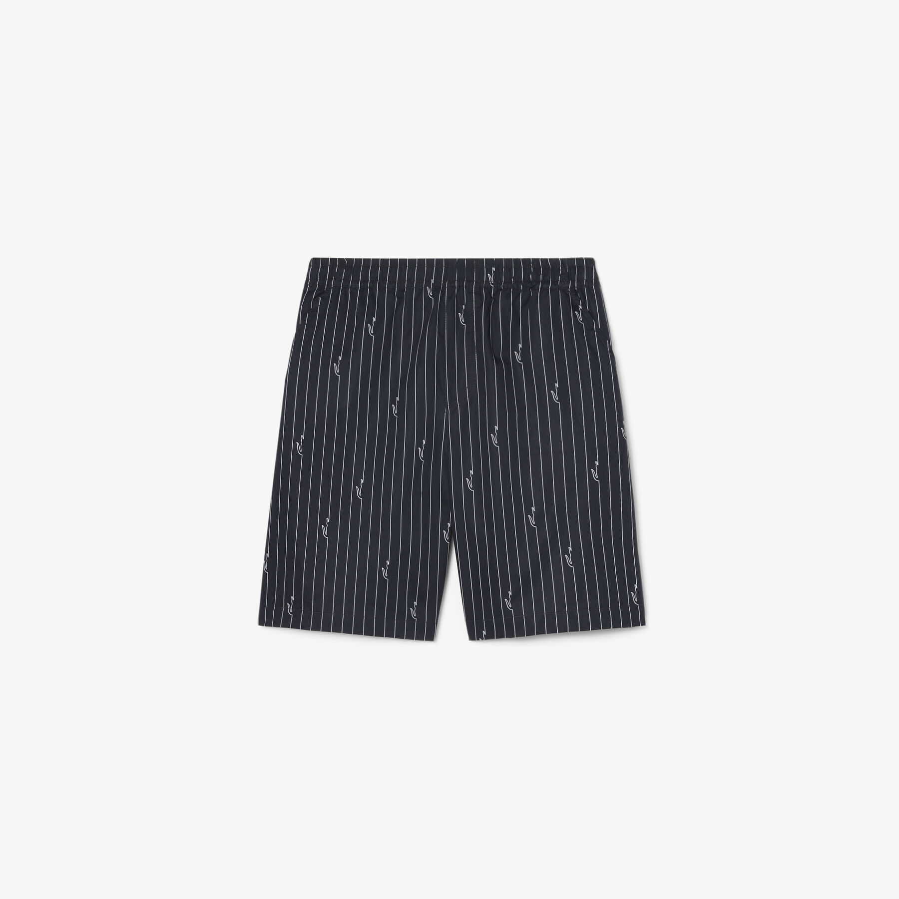 lacoste crocodile print stripe cotton shorts