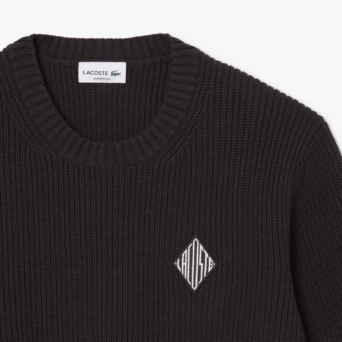 Pearl Rib Knit Badge Accent Sweater Pearl Rib Knit Badge Accent Sweater