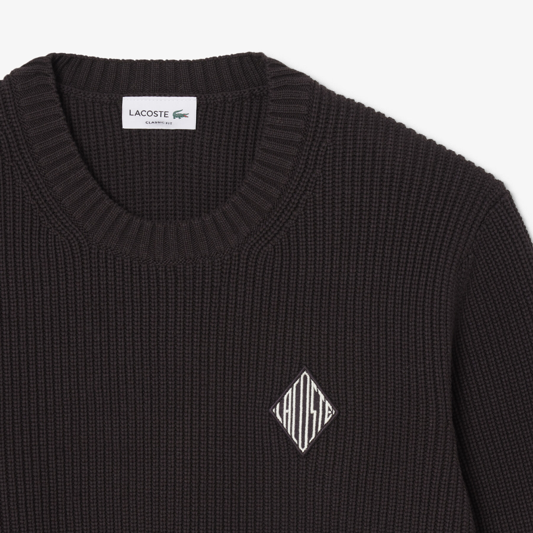 Pearl Rib Knit Badge Accent Sweater lacoste pearl rib knit badge accent sweater