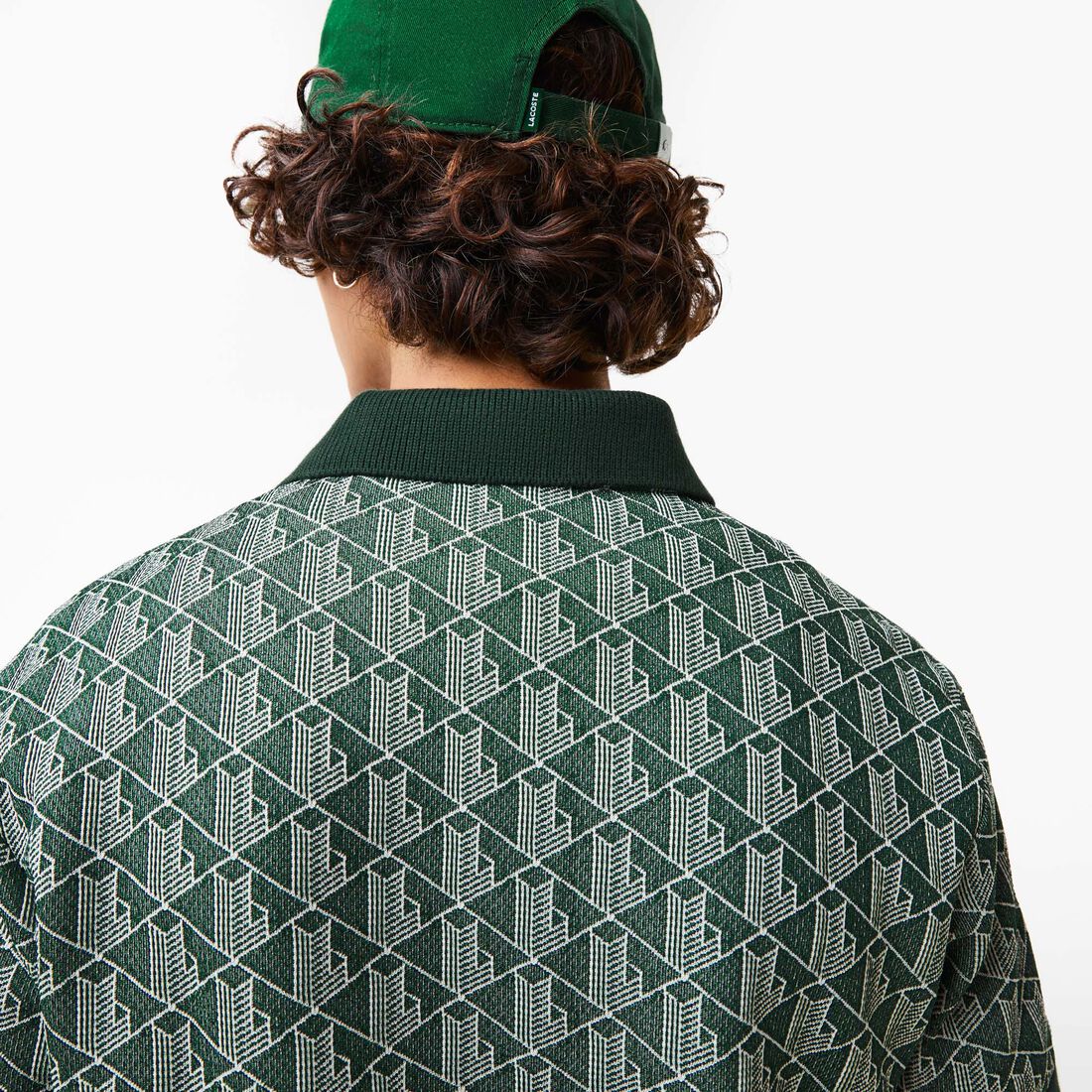 Men's Classic Fit Monogram Print Contrast Collar Polo Shirt Men's Classic Fit Monogram Print Contrast Collar Polo Shirt