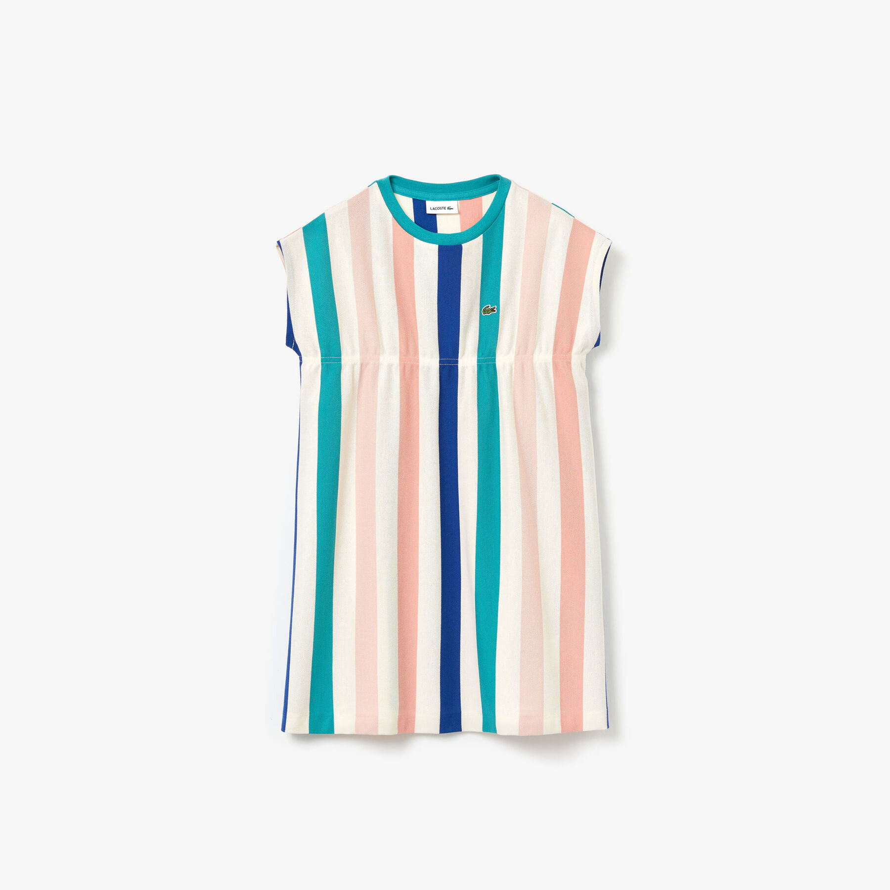 lacoste girls  striped print cotton piqu  dress