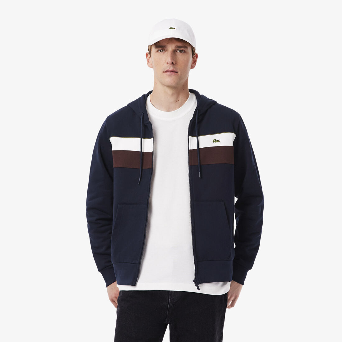 Zipped Colour-Block Hoodie