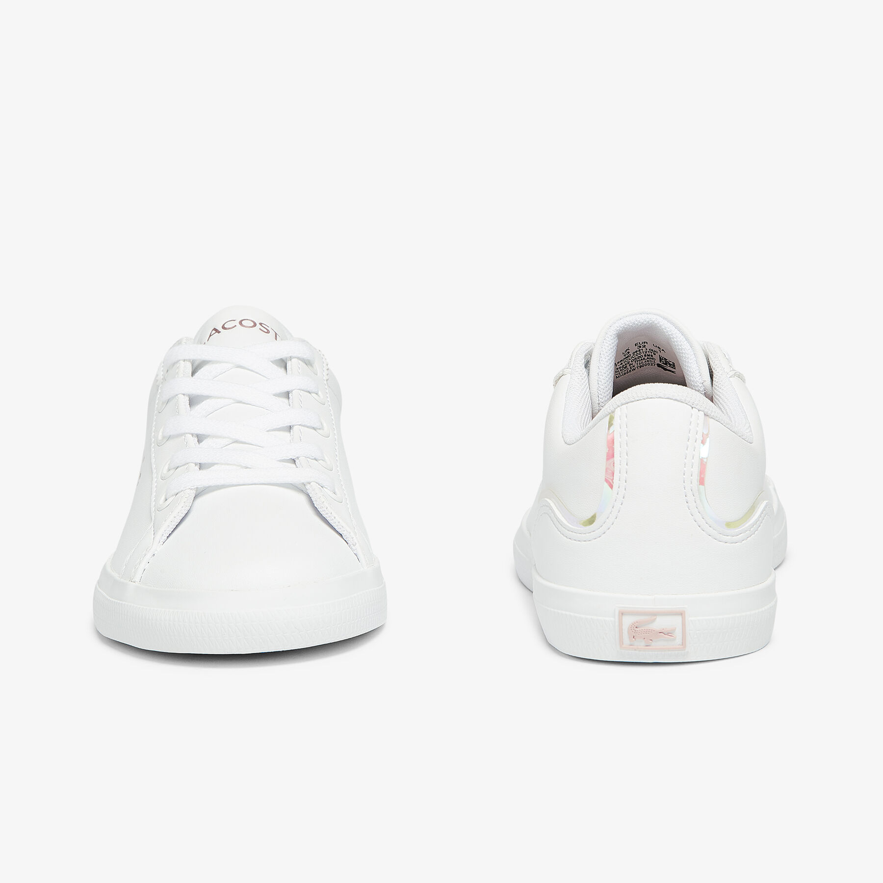 lacoste children s lerond synthetic iridescent trainers