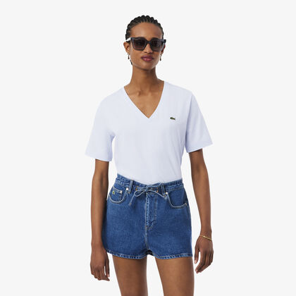 Relaxed Fit Soft Cotton V Neck T-shirt