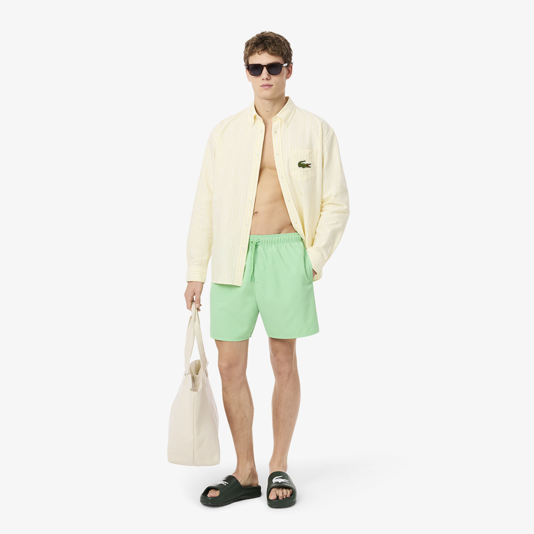 Mid Length Monochrome Swim Trunks