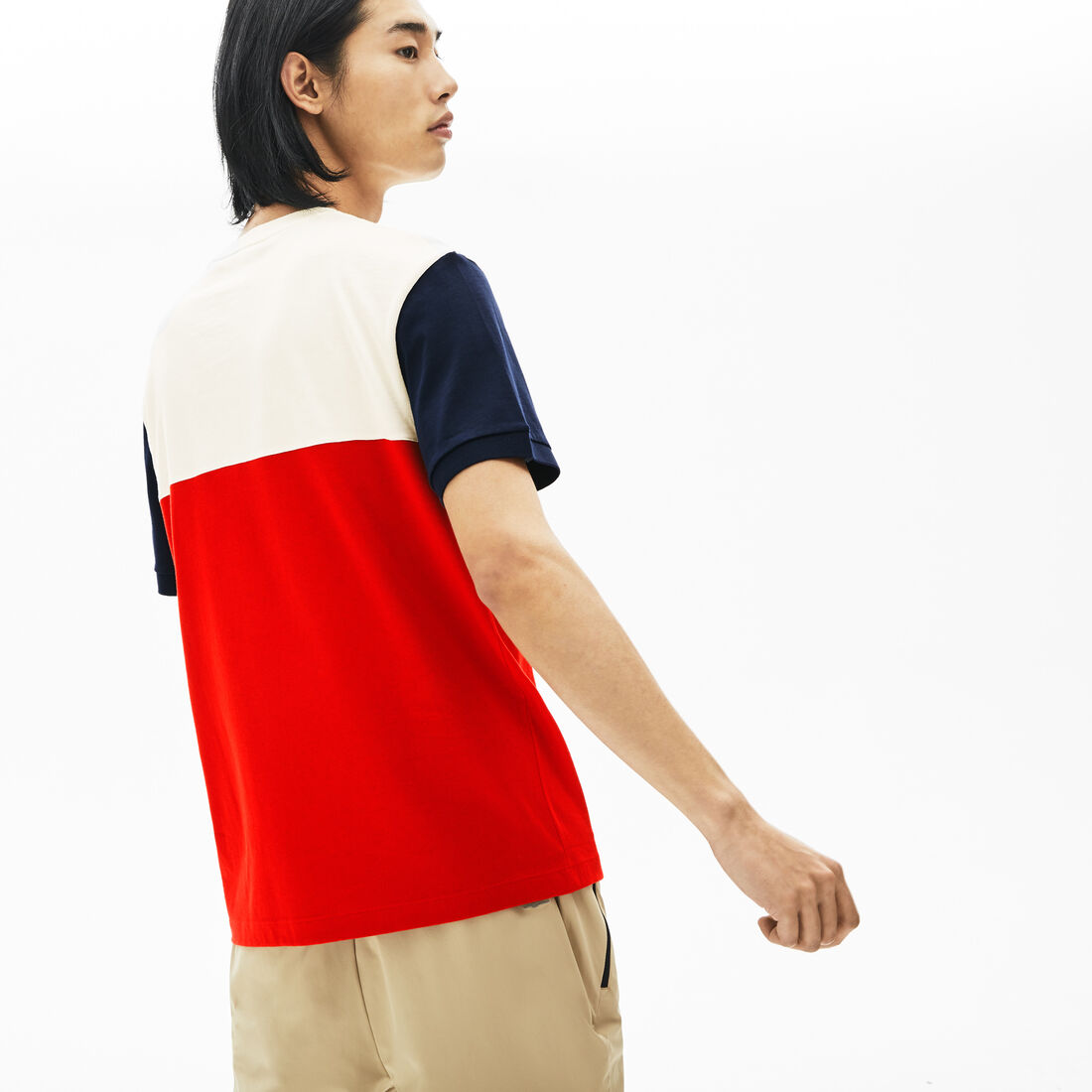 قميص تي-شيرت بفتحة رقبة مستديرة وألوان جريئة من القطن للرجال قميص تي-شيرت بفتحة رقبة مستديرة وألوان جريئة من القطن للرجال