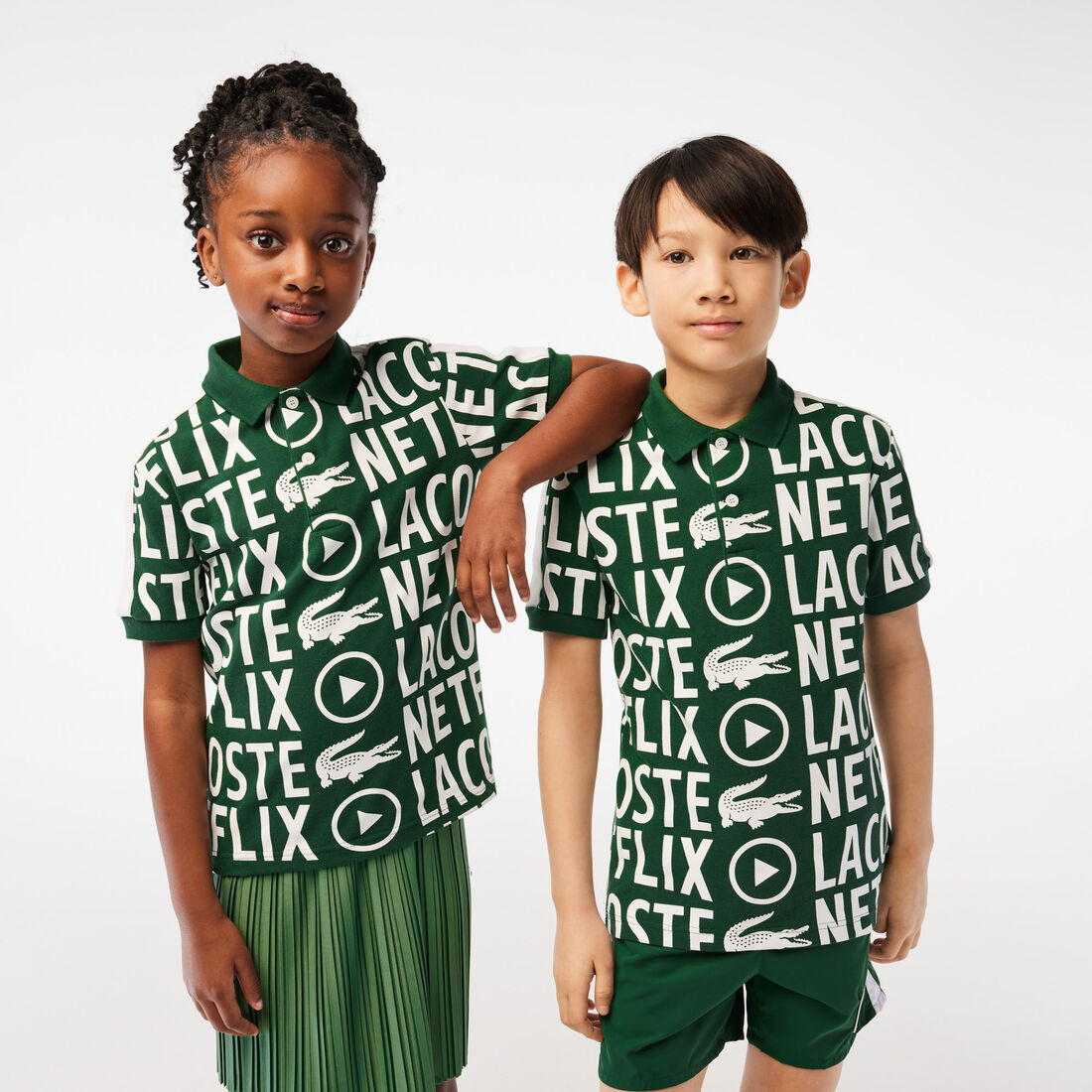 Kids' Lacoste x Netflix Contrast Print Polo Shirt