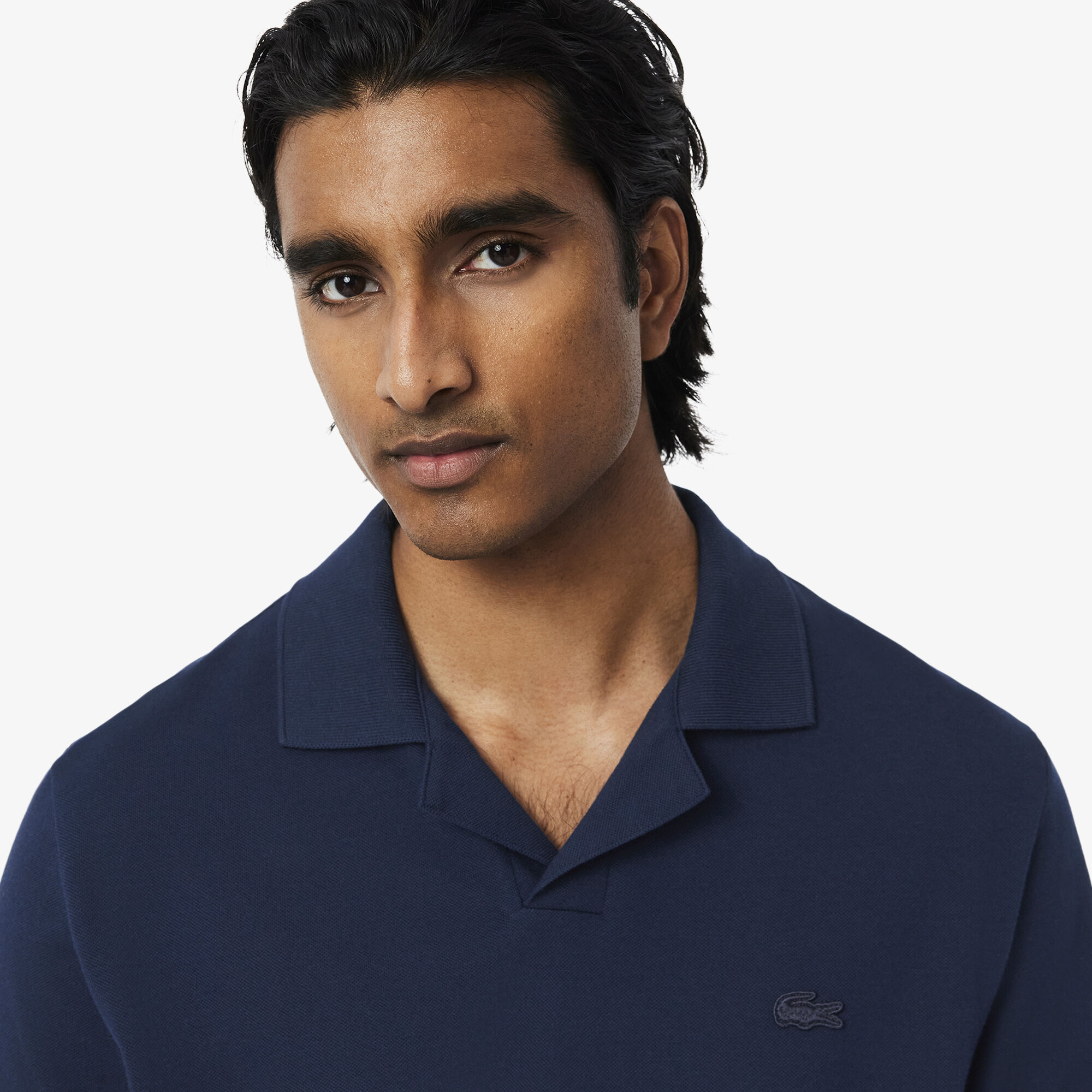 Classic Fit Open Neck Paris Polo Shirt, Navy Blue | LACOSTE KSA