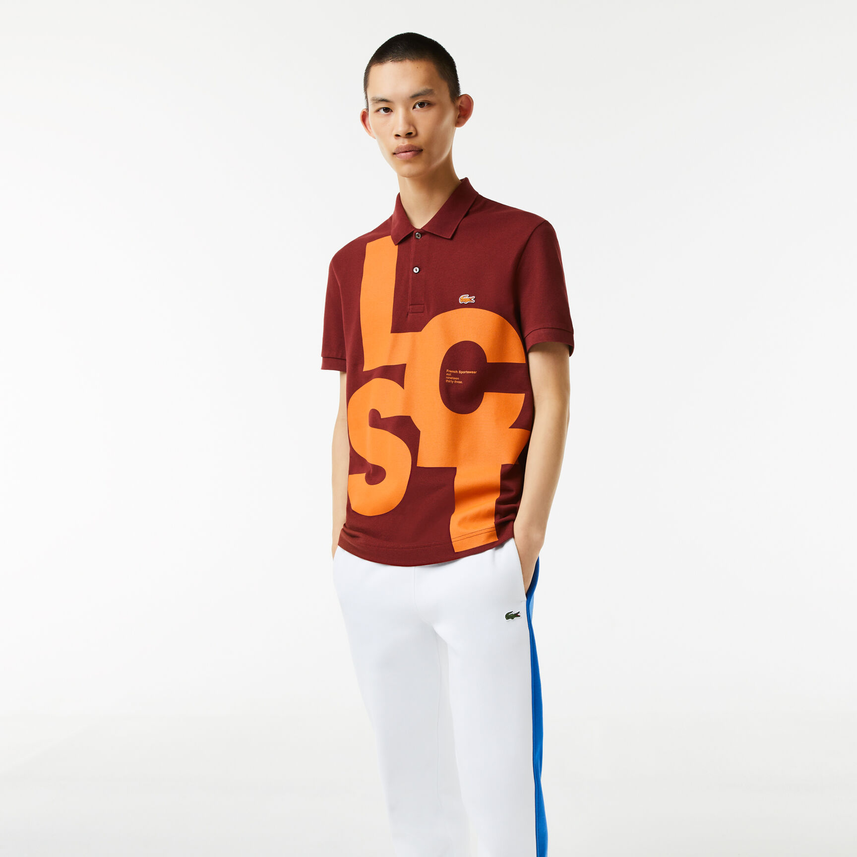 Men's Regular Fit Contrast Lettering Petit Piqué Polo Men's Regular Fit Contrast Lettering Petit Piqué Polo