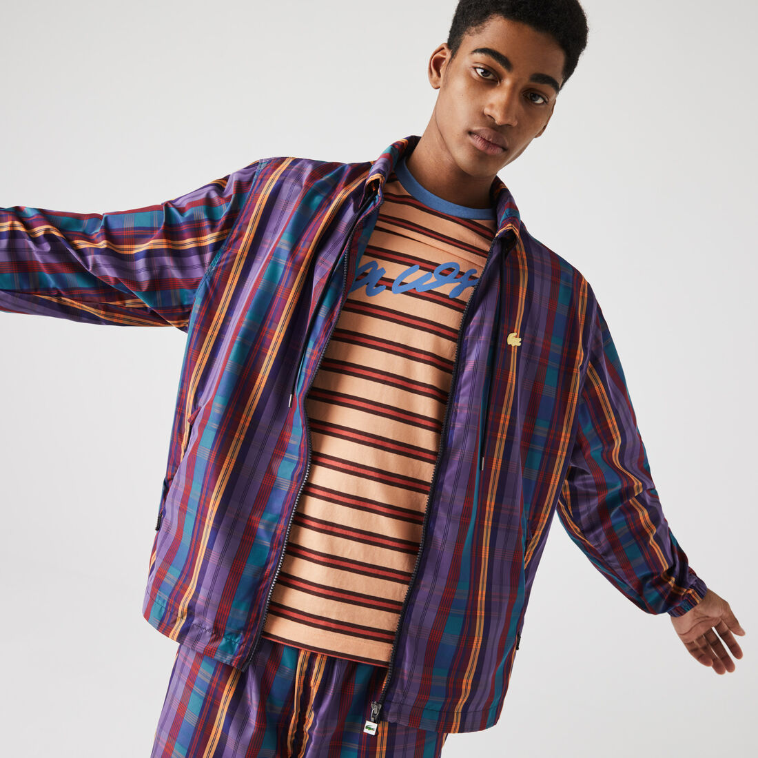 سترة واقية من الرياح كاروهات بسحاب للجنسين مجموعة Lacoste LIVE سترة واقية من الرياح كاروهات بسحاب للجنسين مجموعة Lacoste LIVE