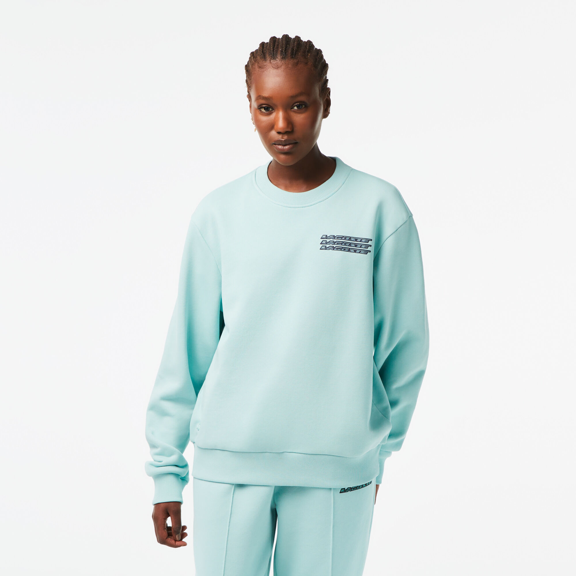 Buy Women s Lacoste Unbrushed Fleece Printed Sweatshirt Lacoste SA