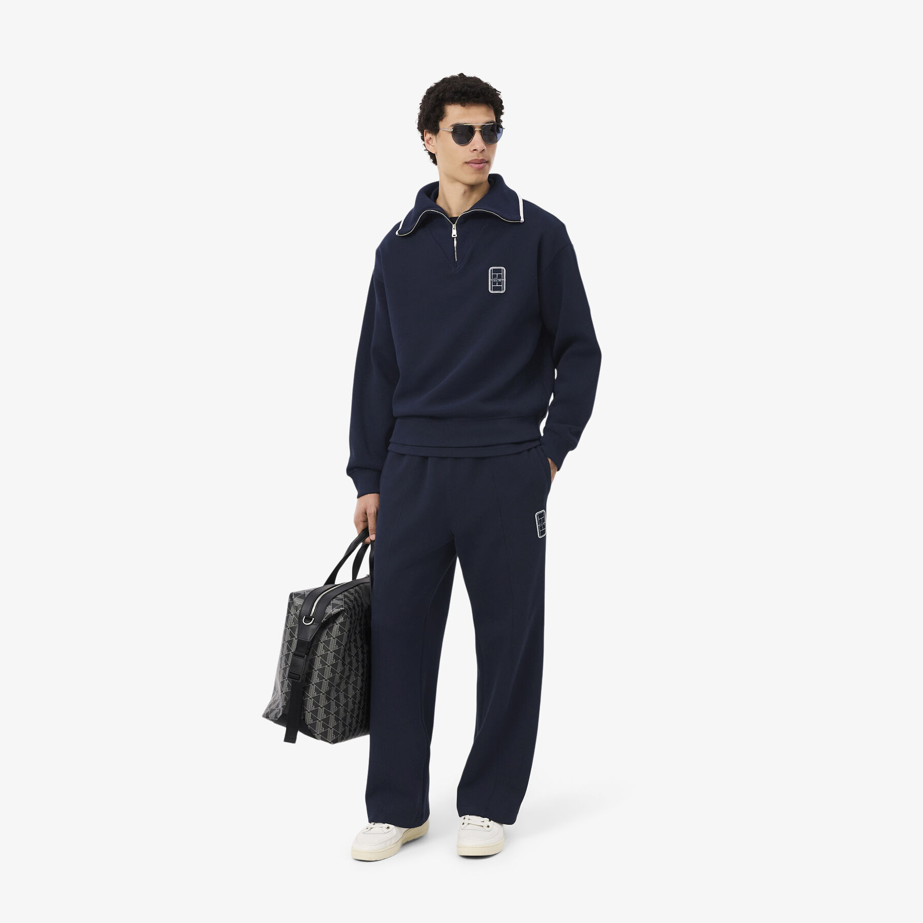 Loose Fit High Zipped Neck Badge Accent Sweatshirt lacoste loose fit high zipped neck badge accent sweatshirt