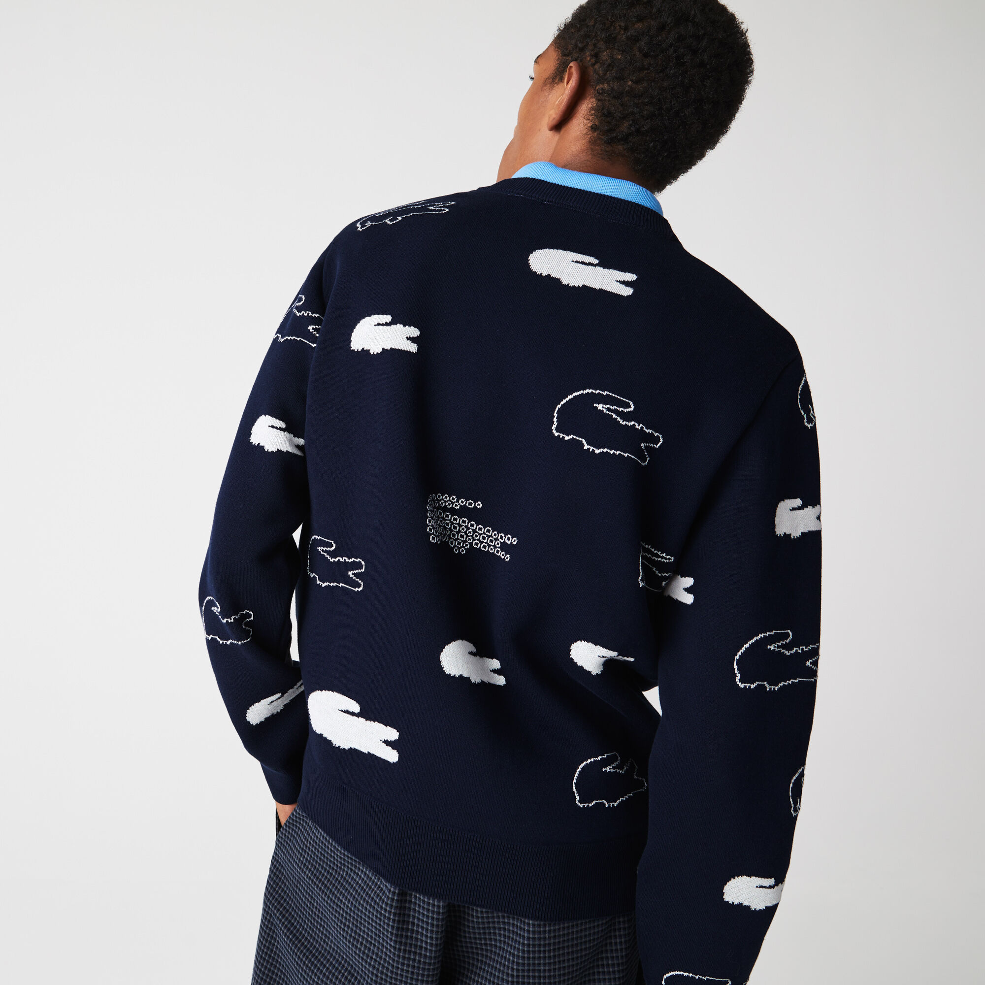 Buy Men s Made In France Crew Neck Organic Cotton Jacquard Sweater Lacoste SA