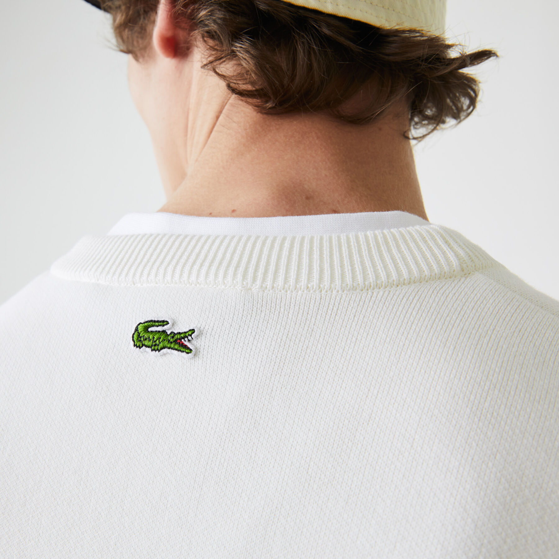 lacoste men s made in france crew neck embroidered stretch cotton sweater