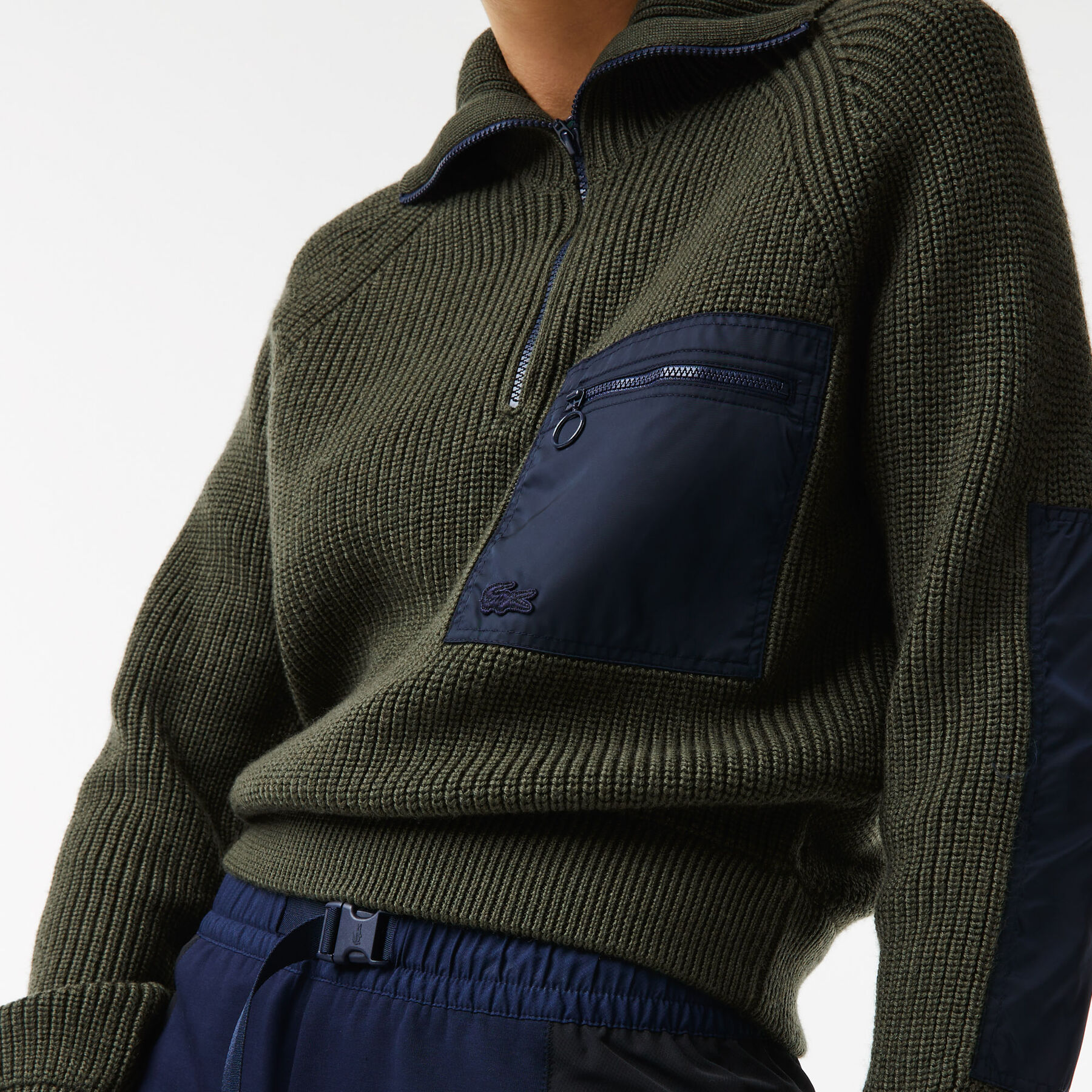 Women's Lacoste Zip Trucker Neck Color-Block Sweater women s lacoste zip trucker neck color block sweater