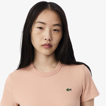 تي شيرت قطني مضلع بقصة ضيقة