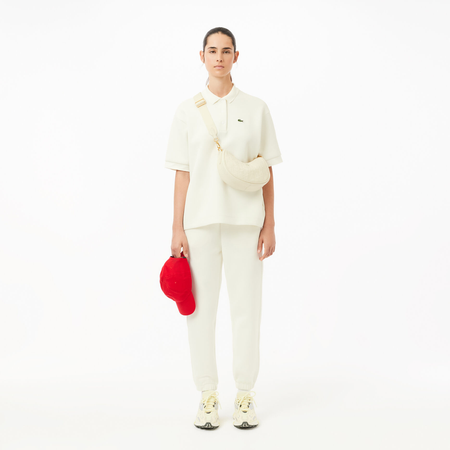 تي شيرت بولو لاكوست بيكيه مطاطي بقَصّة ضيقة للنساء تي شيرت بولو لاكوست بيكيه مطاطي بقَصّة ضيقة للنساء