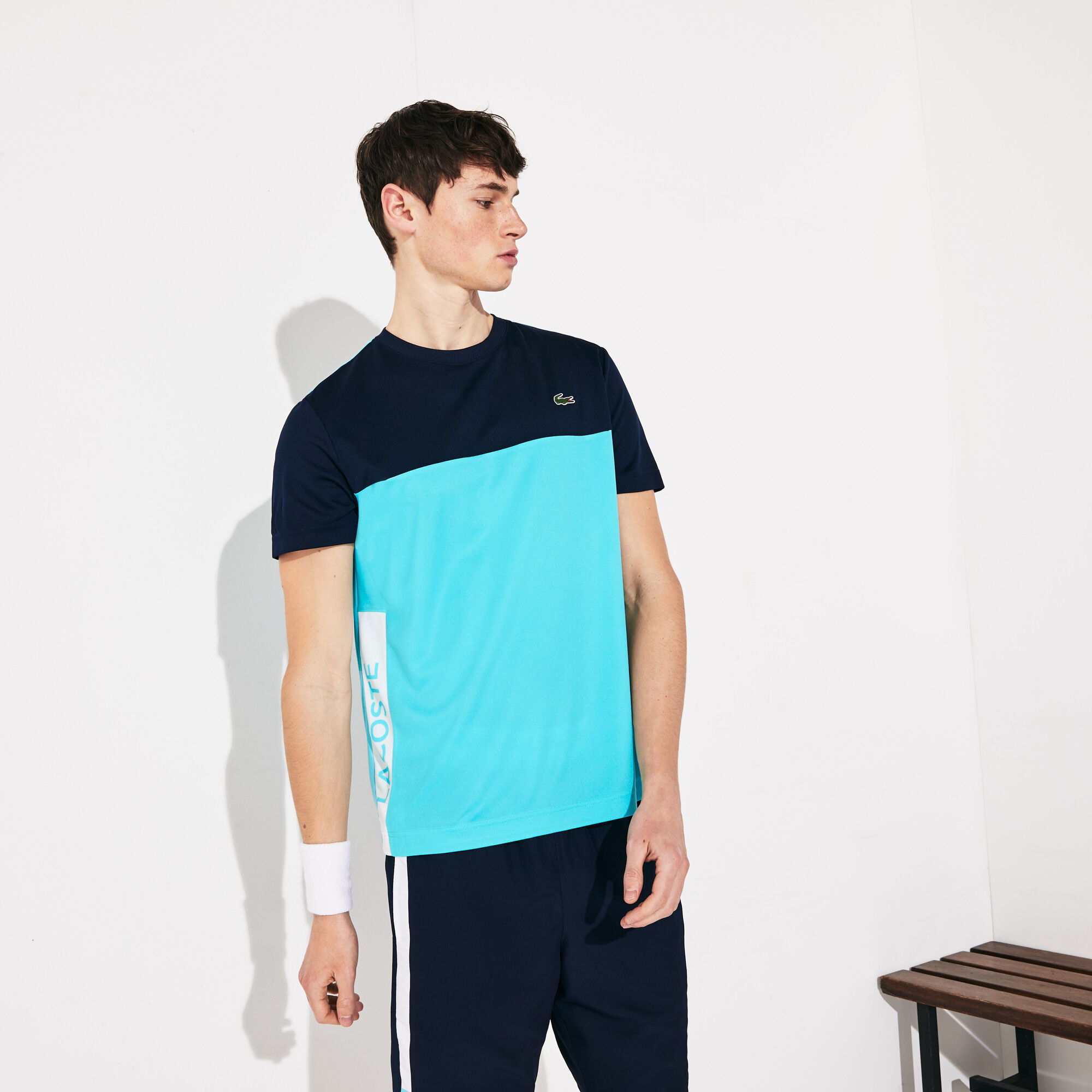 Men's Lacoste SPORT Colourblock Breathable Piqué T-shirt