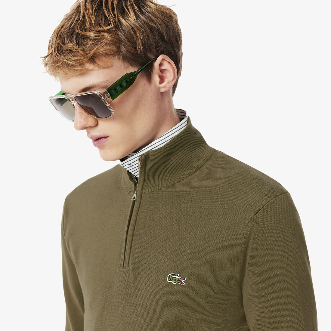 Zipped High Neck Cotton Sweater Zipped High Neck Cotton Sweater