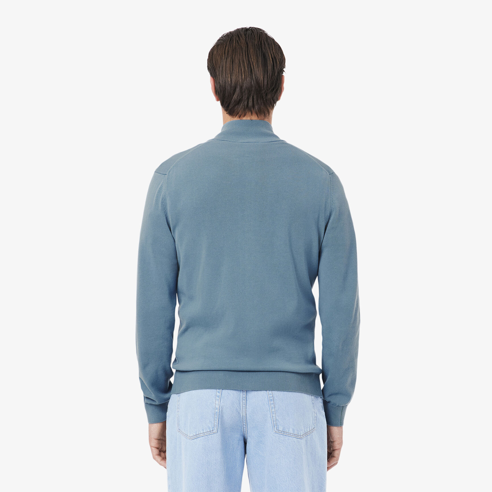 Zipped High Neck Cotton Sweater