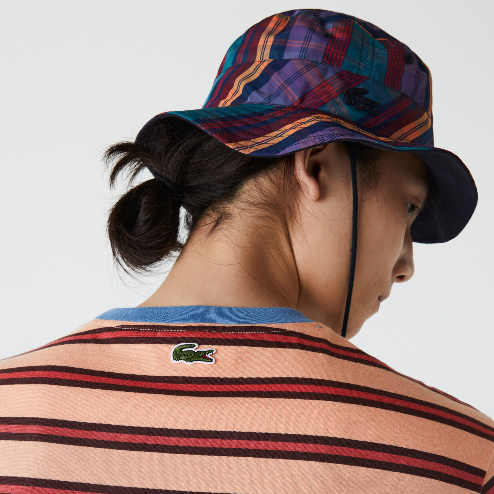 Men’s Crew Neck Print Lettering Striped Cotton T-shirt