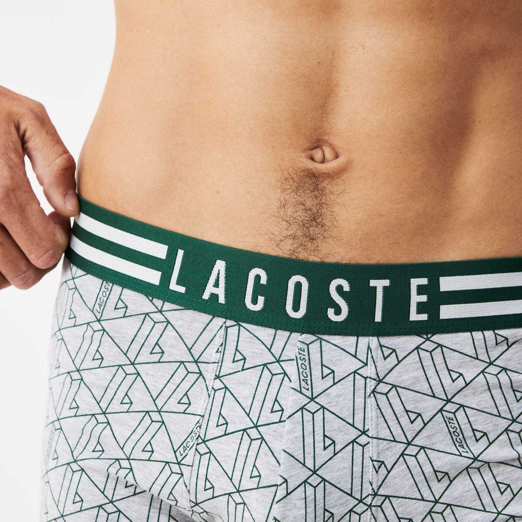 طقم بوكسر قطن مطاطي بخطوط على الخصر للرجال، 3 قطع