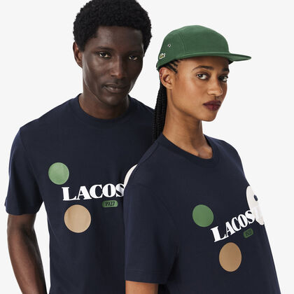 lacoste printed cotton jersey t shirt