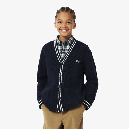 lacoste cotton and wool cardigan